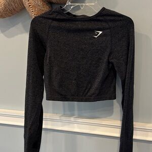 Gymshark Black Long-Sleeve Cropped Athletic Top